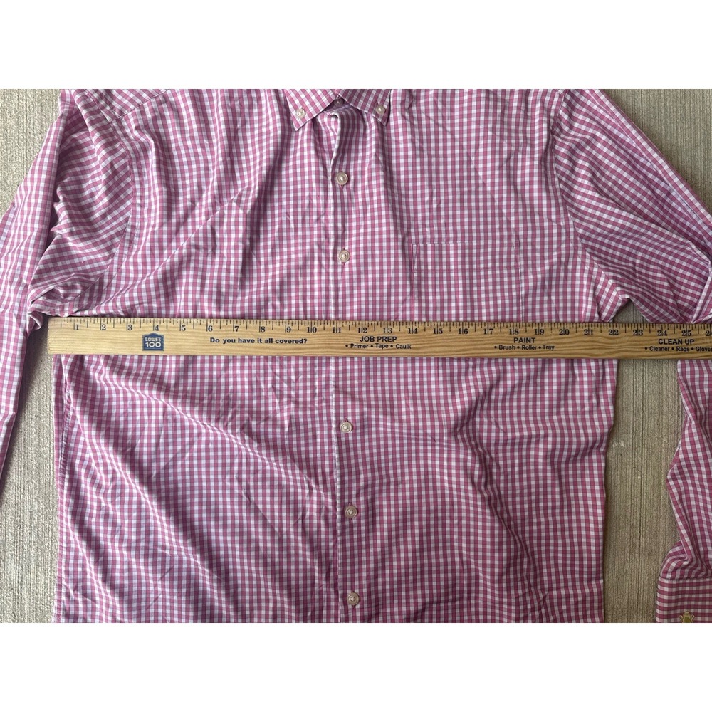 Peter Millar Dress Shirt Mens L Pink Check Button Down Crown Finish Cotton - Picture 6 of 12